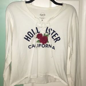 white long sleeve Hollister shirt